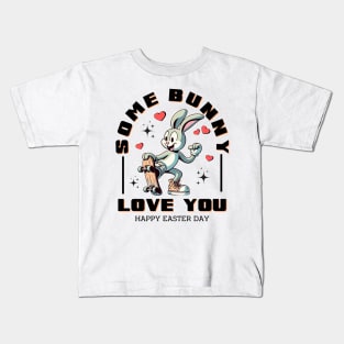 Some Bunny Loves You - Skater Rabbit Affection Tee Kids T-Shirt